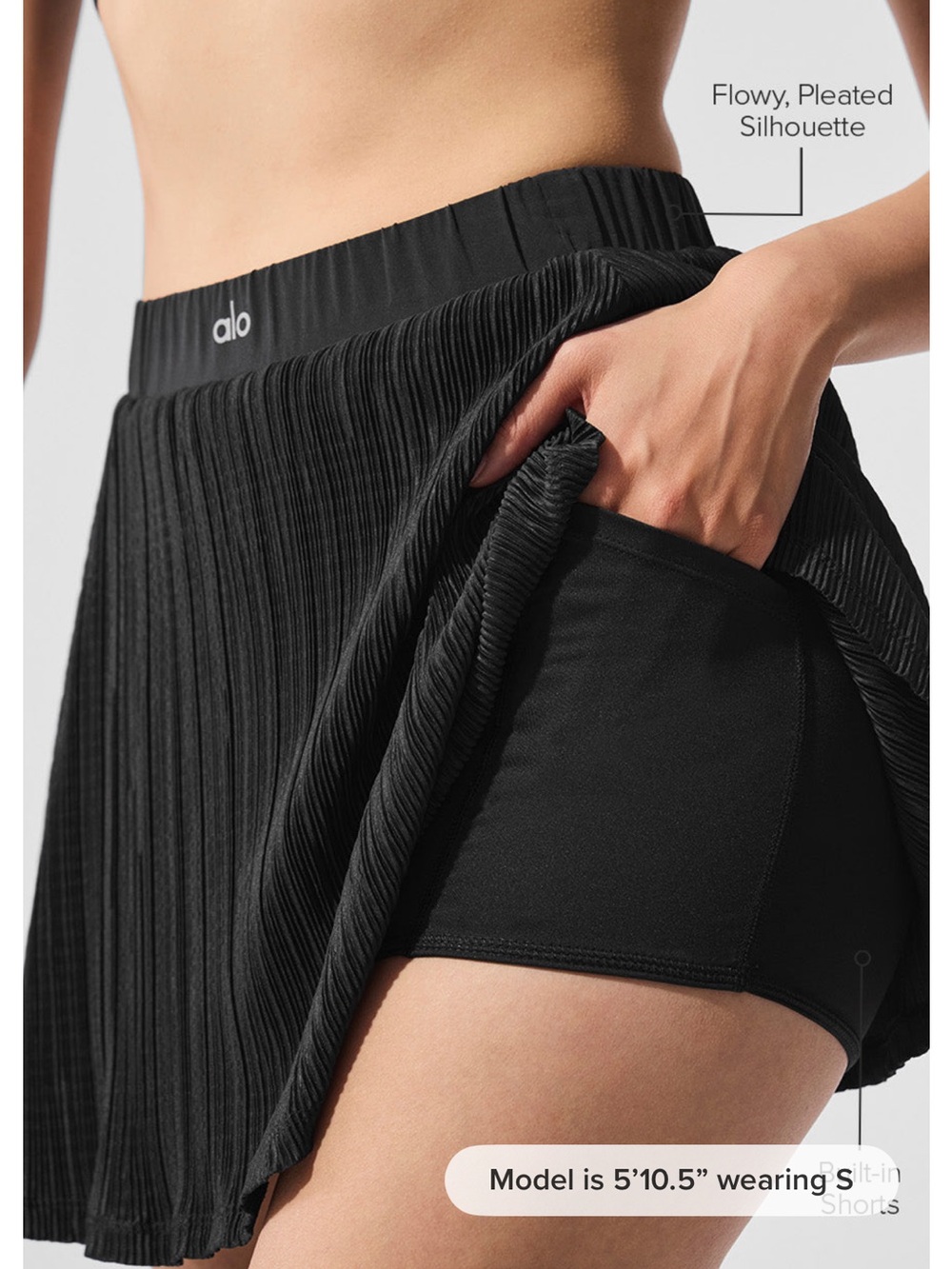 Alo Yoga Micro Plisse Tennis Skirt – Black